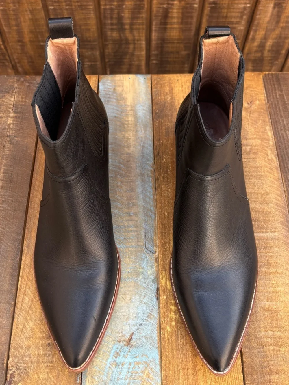 Madewell Chelsea Black Leather Ankle Boots - Picture 7 of 16